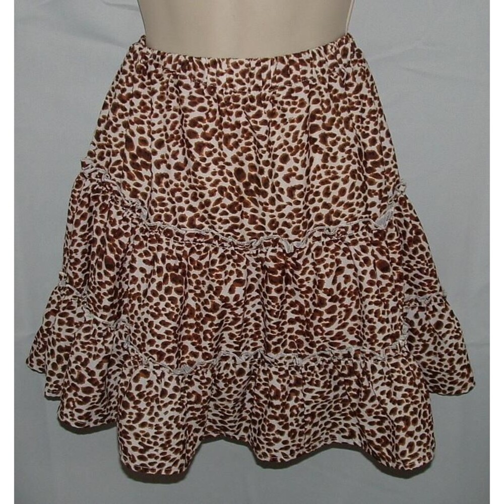 SHEIN Brown Animal Print Sz Medium Casual Wear Elastic Waist Tiered Mini Skirt
